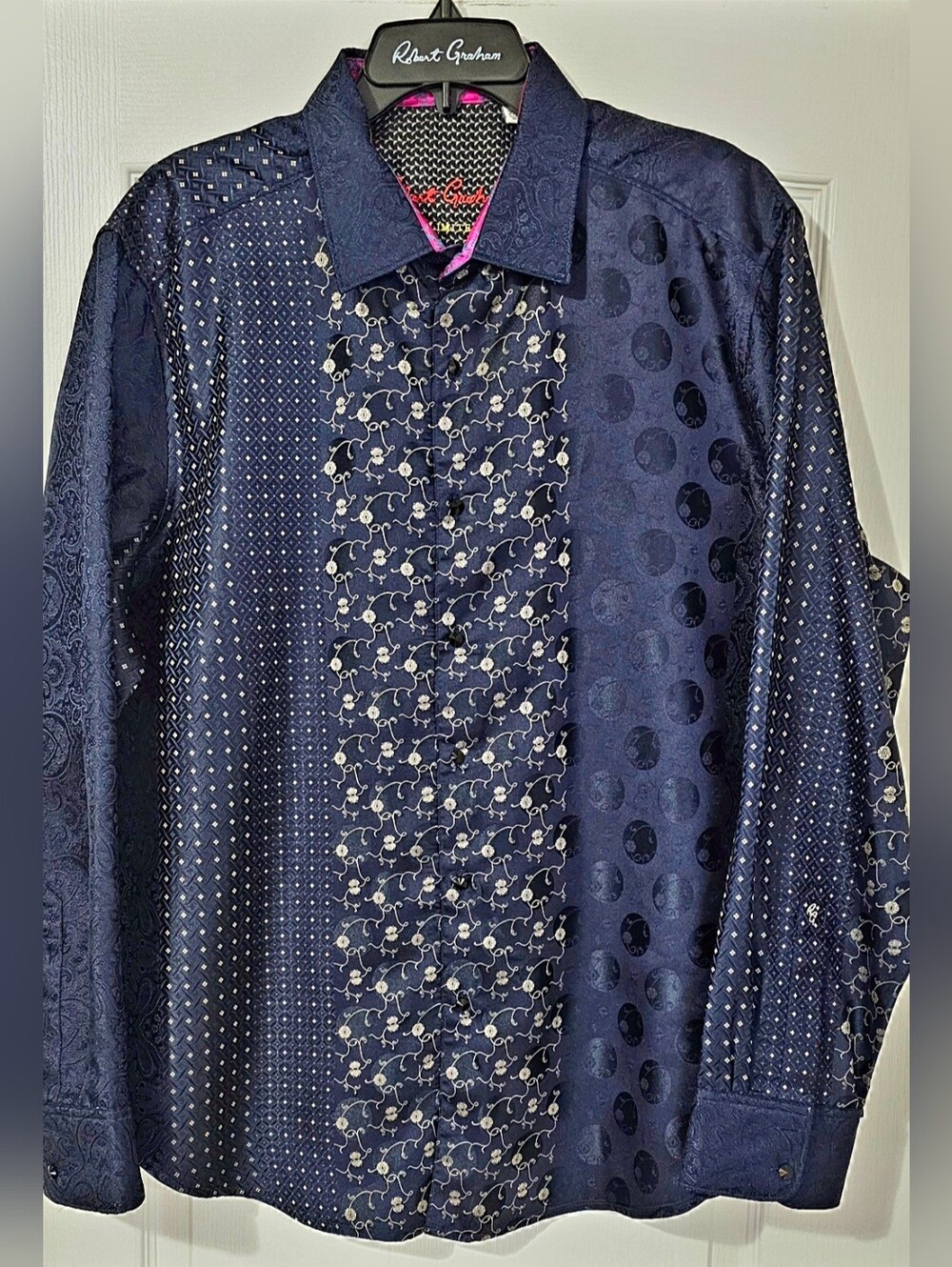 Robert Graham Navy Multi-Pattern Button-Down Shirt Limited Edition New